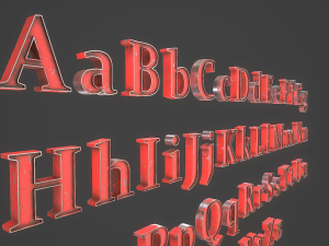 english letters - steel red 3D Model
