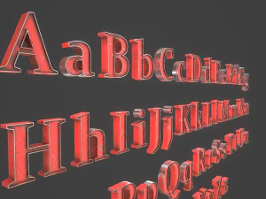 अंग्रेजी अक्षर - स्टील लाल 3D मॉडल
