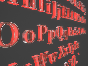 english letters - steel red Modèle 3D