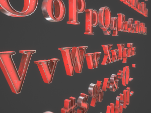 english letters - steel red Modèle 3D