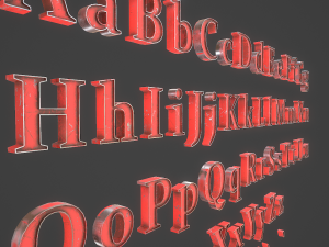 english letters - steel red Modèle 3D