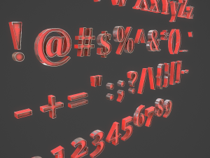 english letters - steel red Modèle 3D