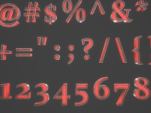 english letters - steel red Modèle 3D