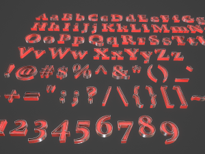 english letters - steel red Modèle 3D