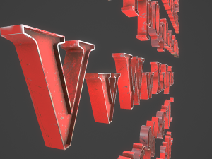 english letters - steel red Modèle 3D
