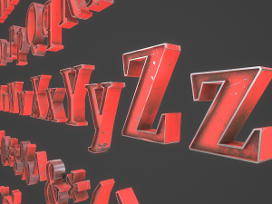english letters - steel red Modèle 3D