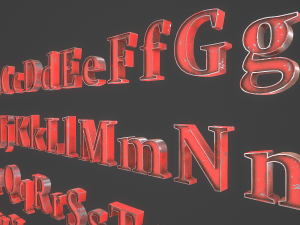 english letters - steel red Modèle 3D