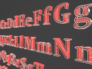 english letters - steel red Modèle 3D