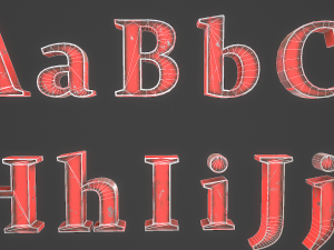 english letters - steel red Modèle 3D