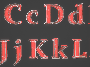 english letters - steel red Modèle 3D