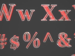 english letters - steel red Modèle 3D