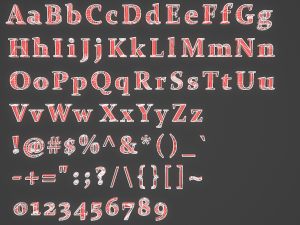 english letters - steel red Modèle 3D