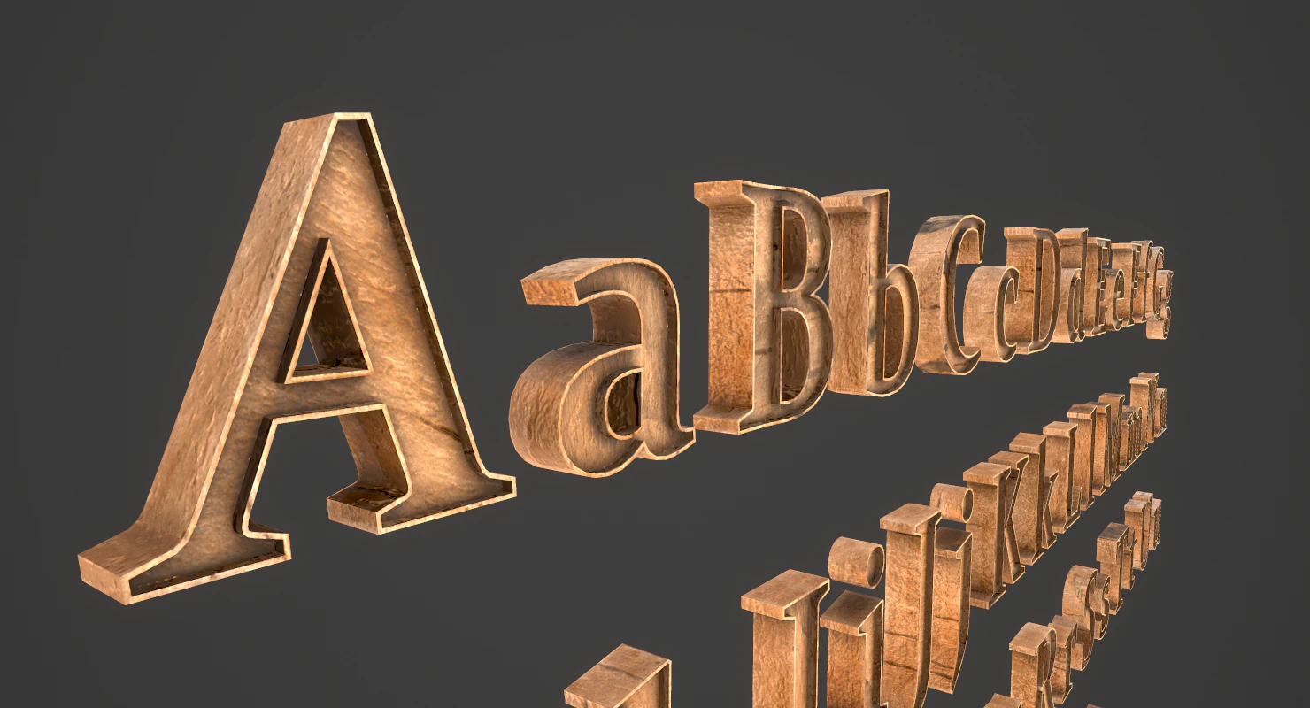 english letters - woods 3D Model .c4d .max .obj .3ds .fbx .stl .blend