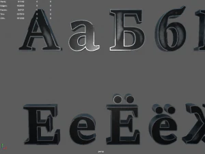russian and ukrainian letters - steel dark 3D Model