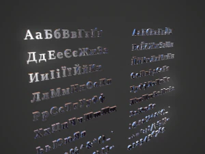 russian and ukrainian letters - steel dark 3D Model