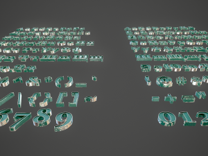 russian and ukrainian letters - steel green Modèle 3D