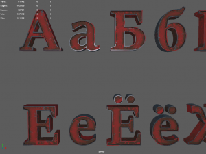 russian and ukrainian letters - steel red Modèle 3D