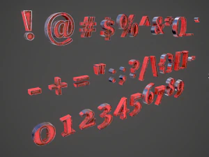 russian and ukrainian letters - steel red 3D Model