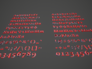 russian and ukrainian letters - steel red Modèle 3D