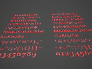 russian and ukrainian letters - steel red 3D Model