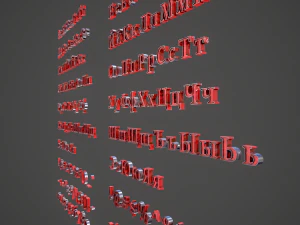 russian and ukrainian letters - steel red 3D Model