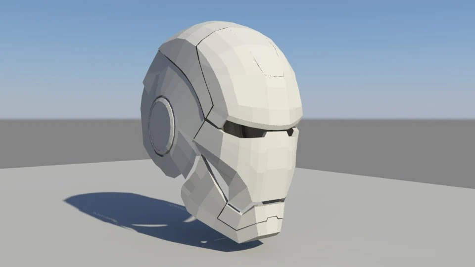 lowpoly iron man helmet 3D Model .c4d .max .obj .3ds .fbx .stl .blend