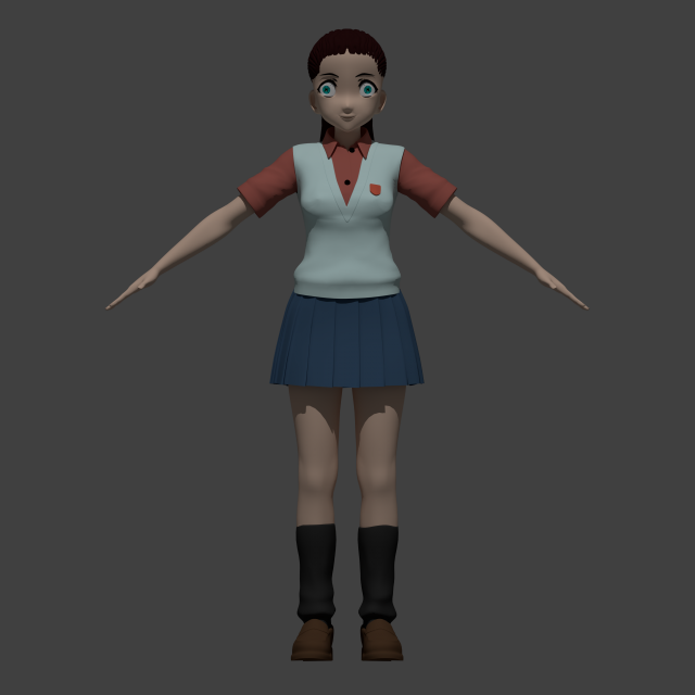 anime school girl 3D 模型 .c4d .max .obj .3ds .fbx .stl .blend 