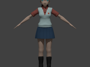 anime school girl Modello 3D