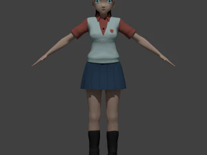 एनिमे स्कूल लड़की 3D मॉडल