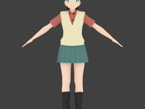 anime school girl 3D 模型