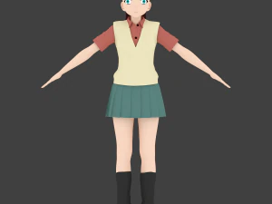 anime school girl 3D Model