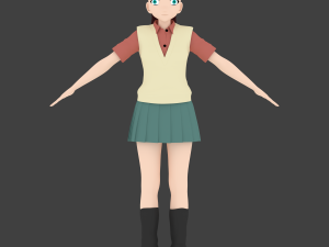 anime school girl 3D 模型