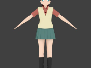 anime school girl 3D Model