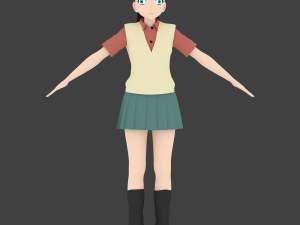 anime school girl 3D 模型