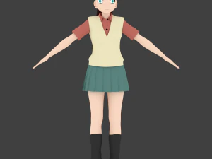 anime school girl 3D Model