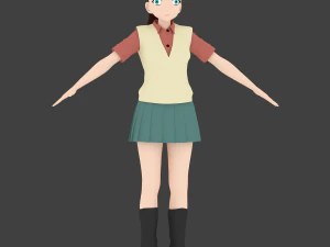 anime school girl 3D Model