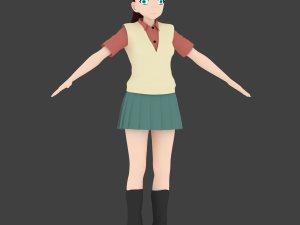 anime school girl 3D 模型