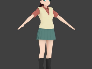 anime school girl 3D 模型