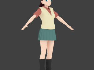 anime school girl 3D 模型
