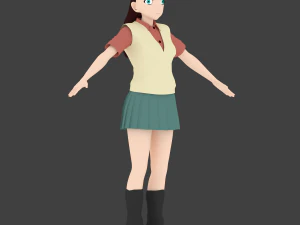 anime school girl 3D Model