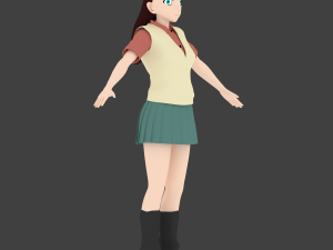 anime school girl 3D 模型
