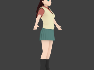 anime school girl 3D 模型