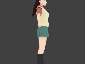 anime school girl 3D 模型