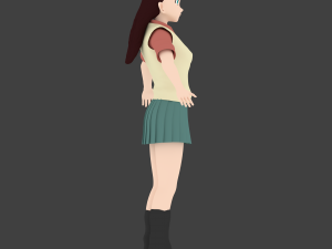anime school girl 3D 模型