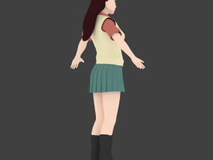 anime school girl 3D 模型