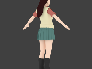 anime school girl 3D 模型