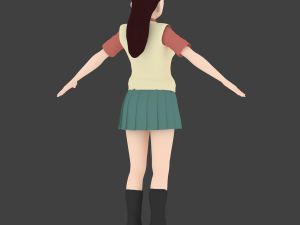 anime school girl 3D 模型