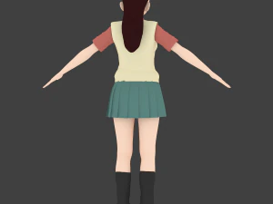 anime school girl 3D Model