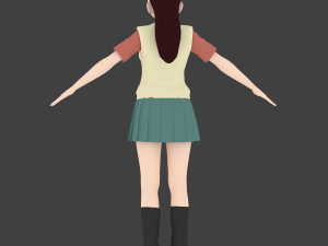 anime school girl 3D 模型