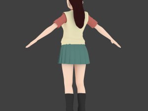 anime school girl 3D 模型